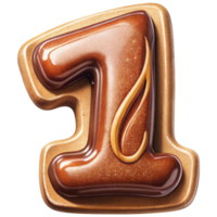 Letter 1 Set of Chocolate Alphabet Letters Numbers with Glossy Finish and 3D Effect png