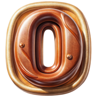 Letter 0 Set of Chocolate Alphabet Letters Numbers with Glossy Finish and 3D Effect png