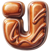 Letter J Set of Chocolate Alphabet Letters Numbers with Glossy Finish and 3D Effect png