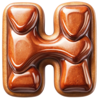 Letter H Set of Chocolate Alphabet Letters Numbers with Glossy Finish and 3D Effect png