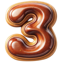 Letter 3 Set of Chocolate Alphabet Letters Numbers with Glossy Finish and 3D Effect png