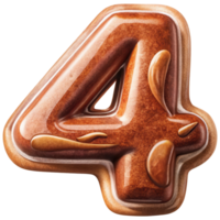 Letter 4 Set of Chocolate Alphabet Letters Numbers with Glossy Finish and 3D Effect png