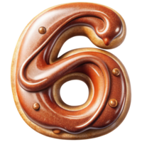 Letter 6 Set of Chocolate Alphabet Letters Numbers with Glossy Finish and 3D Effect png