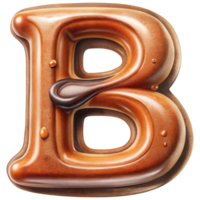 Letter B Set of Chocolate Alphabet Letters Numbers with Glossy Finish and 3D Effect png
