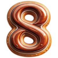 Letter 8 Set of Chocolate Alphabet Letters Numbers with Glossy Finish and 3D Effect png