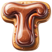 Letter T Set of Chocolate Alphabet Letters Numbers with Glossy Finish and 3D Effect png