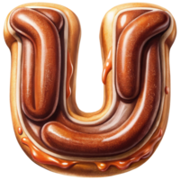 Letter U Set of Chocolate Alphabet Letters Numbers with Glossy Finish and 3D Effect png