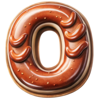 Letter O Set of Chocolate Alphabet Letters Numbers with Glossy Finish and 3D Effect png