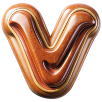 Letter V Set of Chocolate Alphabet Letters Numbers with Glossy Finish and 3D Effect png