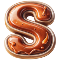 Letter S Set of Chocolate Alphabet Letters Numbers with Glossy Finish and 3D Effect png