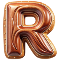 Letter R Set of Chocolate Alphabet Letters Numbers with Glossy Finish and 3D Effect png