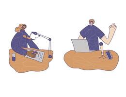 Podcast flat concept. color card design. vector