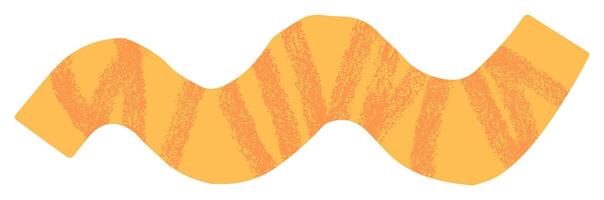 Abstract peach and orange cut out wave shape isolated on white background. Bright squiggle shape collage element. vector