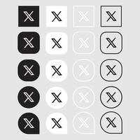X icon set, black and white vector