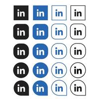 linkedin logo icon set vector