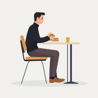 Busy Man Managing Work and Eating Simultaneously vector