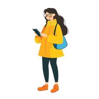 Woman Checking Notifications on Phone vector
