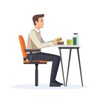 Casual Working Scene, Man Eating and Working vector