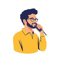 Man Making Important Call on Mobile Phone vector