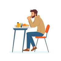 Dedicated Worker Having Snack While Working vector