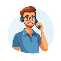 Casual Man Talking on Smartphone vector