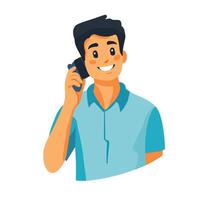 Man Holding Phone While in Conversation vector