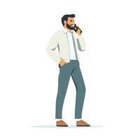 Man Communicating on Cell Phone vector