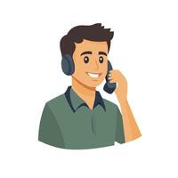 Man Answering Call with Focused Expression vector