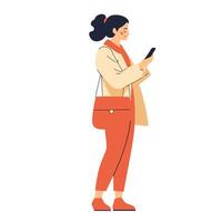 Casual Woman Reading Message on Smartphone vector