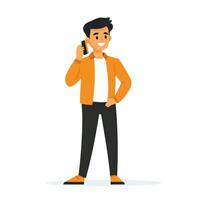 Confident Man Talking on a Phone Call vector