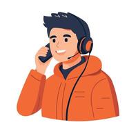Man Discussing Work During Phone Call vector