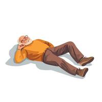 Cozy Rest of an Elderly Man on Couch vector