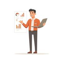 Focused Male Presenter in a Business Setting vector