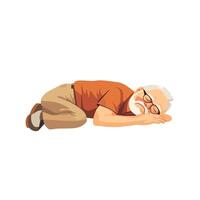 Senior Man Relaxing on Sofa at Home vector