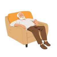 Elderly Man Enjoying a Peaceful Rest on Couch vector