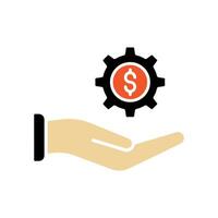 This image is a simple and modern icon representing financial investment or cost management. vector
