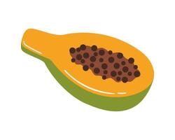 Fruit Papaya in cartoon hand drawn simple style. Editable variable color vector
