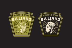billiard cue tip, pool cue tip block retro badge logo design for billiard sport club. snooker cue tip cube vintage emblem logo collection for billiard snooker pool tournament vector