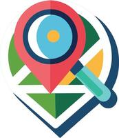 Create a search map icon design vector