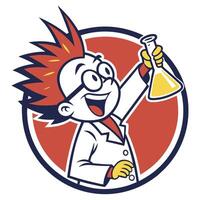 Brilliant Scientist with Signature Style logo. vector
