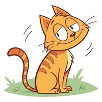 Lazy Orange Cat with a Sassy Smirk cartoon logo. vector