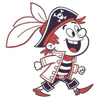 Adventurous Pirate Character Ready to Sail cartoon logo. vector