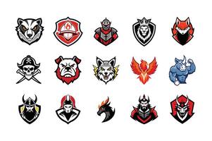 Dynamic Mascot Logo Collection Fireman, Badger, Bitcoin Lightningand Honey Badger Mascots vector