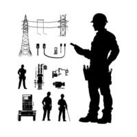 Silhouette of a Electrical engineer vector