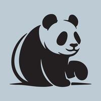 Panda black silhouette isolated on white background. vector