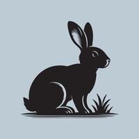 Rabbit silhouette isolated on white background. vector