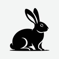 Sitting Rabbit silhouette isolated on white background. vector