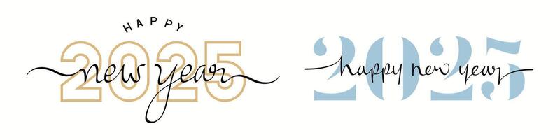 happy new year 2025 text calligraphy can be used for business diary, calendar, t-shirt, mug, invitation cards, many more vector