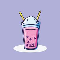 Bubble tea with ice cream and straws vector