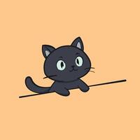 A black cat sitting on a ledge vector